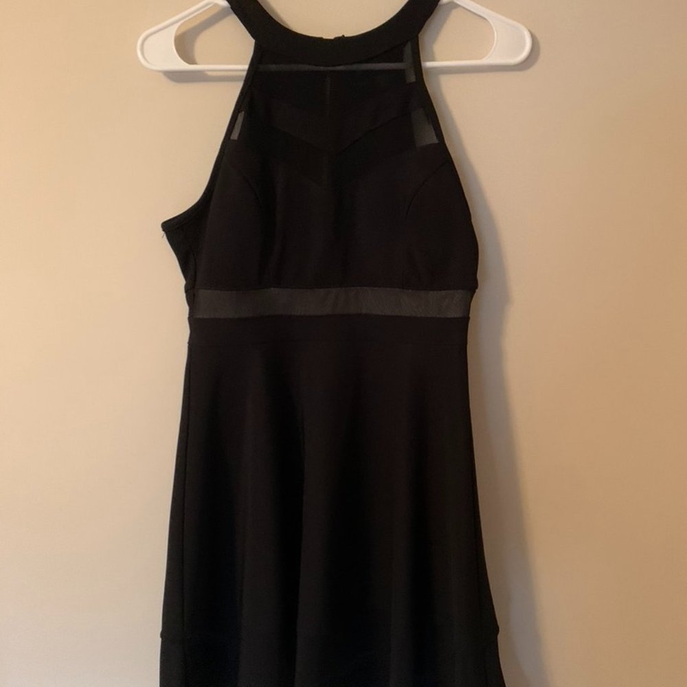 Black Dress with mesh around the waist.